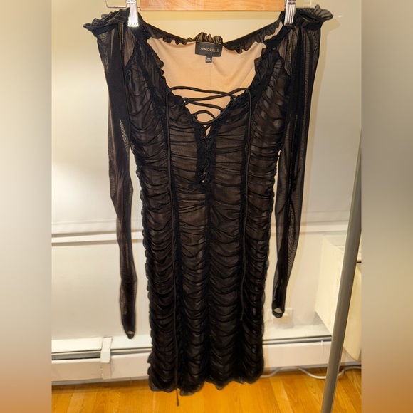 Majorelle Jardin Darling Ruched Black Dress- size Small - Picture 5 of 8